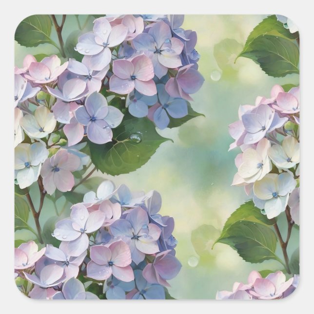 Adesivo Quadrado Hydrangea, flor de Hortensia (Frente)