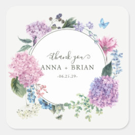 Adesivo Quadrado Hydrangea Floral Wedding pintado manualmente Obrig