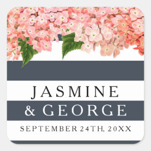 Adesivo Quadrado Hydrangea largo chique MODERNO do vintage de w das