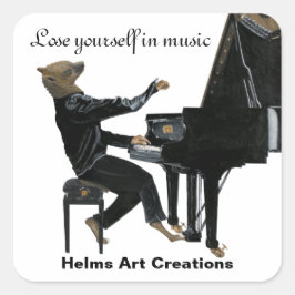 Adesivo Quadrado Hyena Piano Music Pianist Fantasy Art Stickers