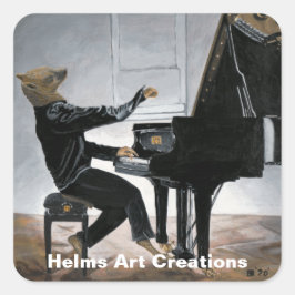 Adesivo Quadrado Hyena Piano Music Player Fantasy Art Stickers