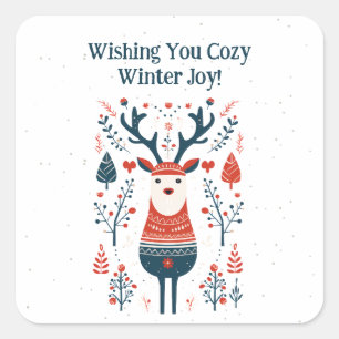 Adesivo Quadrado Hygge Christmas Deer Design- Scandinavian Inspiron