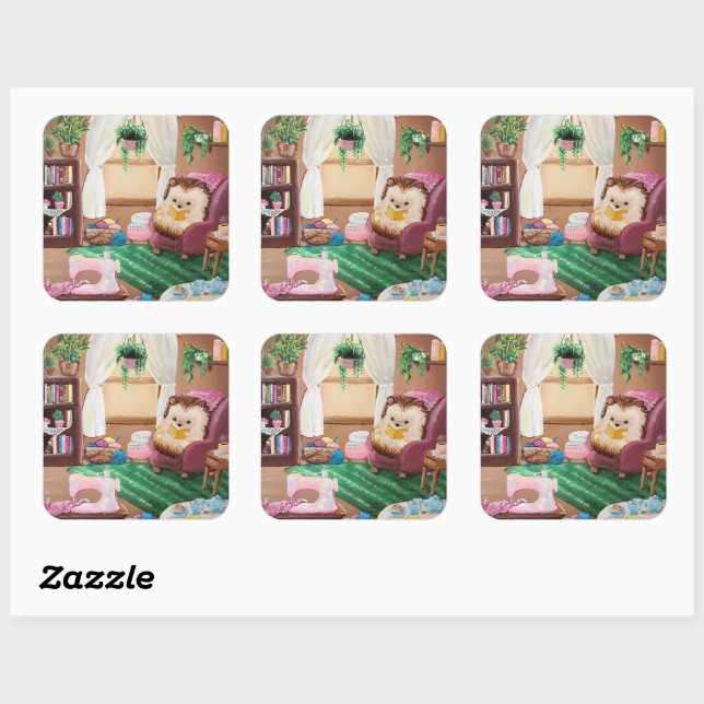 Adesivo Quadrado Hygge Hedgehog (Folha)