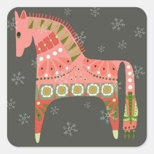 Adesivo Quadrado Hygge Holiday Horse Rounds Square Stickers