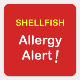 Adesivo Quadrado i1 - Alerta de Alergia - SHELLFISH.