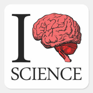 Adesivo Quadrado I Brain Science (I Know science) (I Love Science).