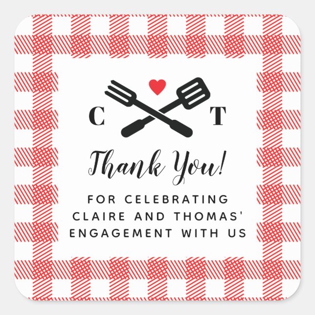 Adesivo Quadrado I Do CHURRASCO Red Picnic Favor (Frente)