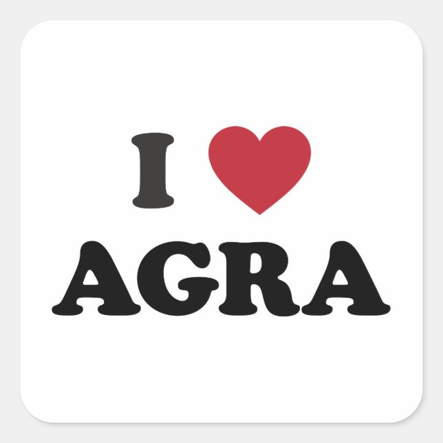 Adesivo Quadrado I Heart Agra India (Frente)