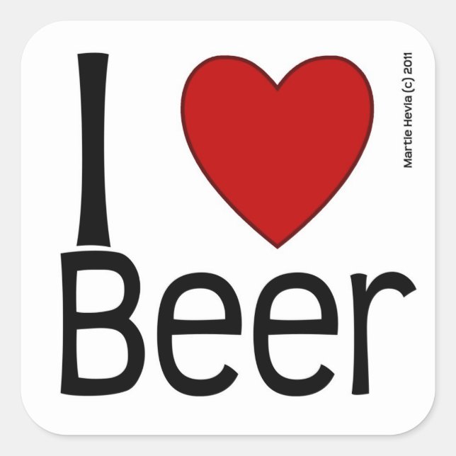 Adesivo Quadrado I Heart Beer (Frente)