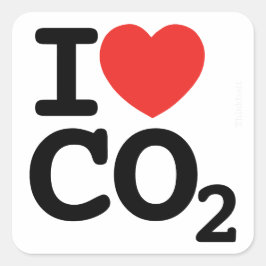 Adesivo Quadrado I Heart CO2 - Adoro Carbono Dióxido Folha