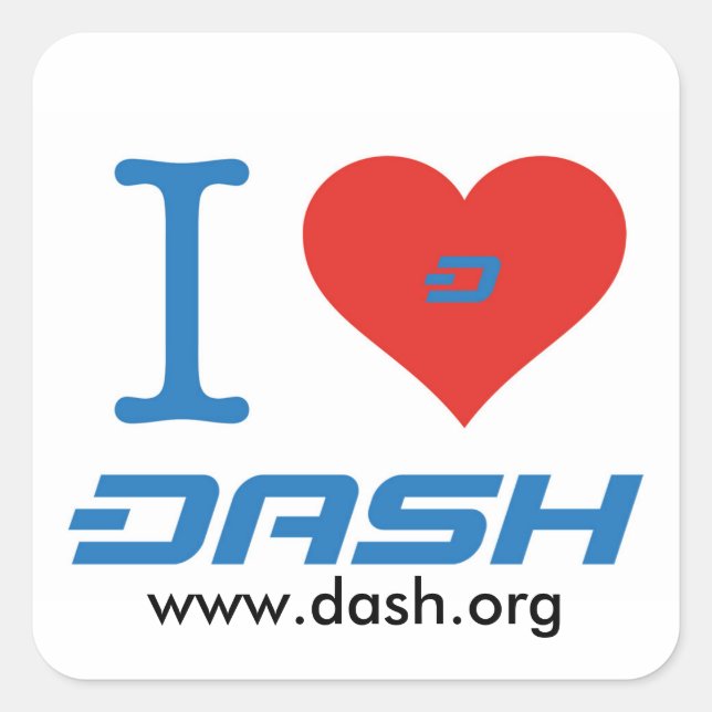 Adesivo Quadrado I Heart Dash (Frente)