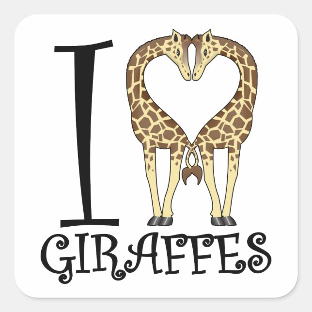 Adesivo Quadrado I Heart Girafes (Frente)