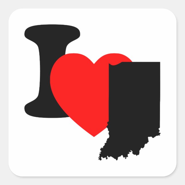 Adesivo Quadrado I Heart Indiana (Frente)