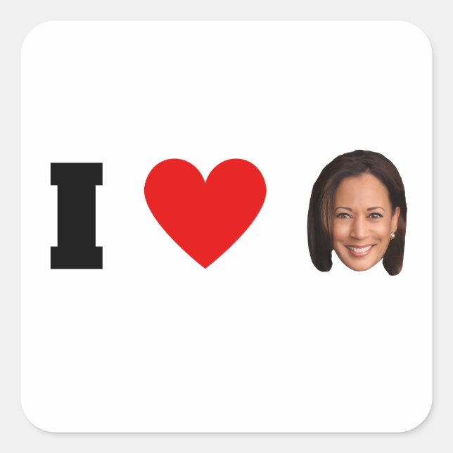 Adesivo Quadrado I Heart Kamala Harris (Frente)