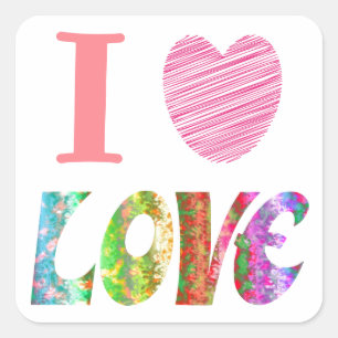 Adesivo Quadrado I Heart Love Sticker