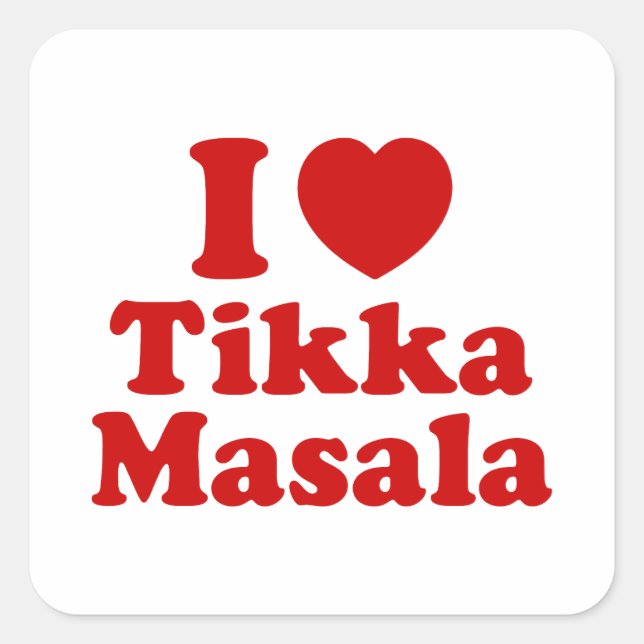 Adesivo Quadrado I Heart (Love) Tikka Masala (Frente)