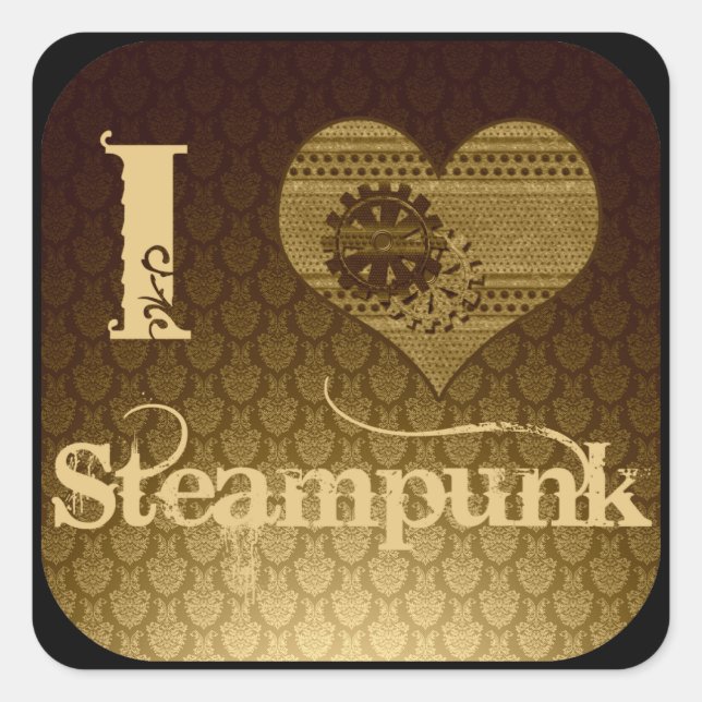 Adesivo Quadrado I Heart Steampunk (Frente)