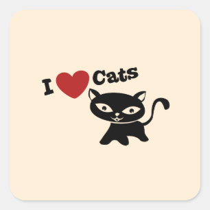 Adesivo Quadrado I love cats