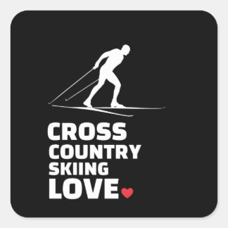 Adesivo Quadrado I love cross country skiing Stylish cross