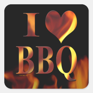 Adesivo Quadrado I Love (Heart) CHURRASCO