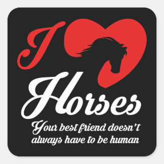 Adesivo Quadrado I Love/Heart Horses