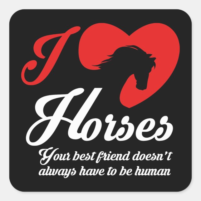 Adesivo Quadrado I Love/Heart Horses (Frente)