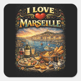 Adesivo Quadrado I love Marseille