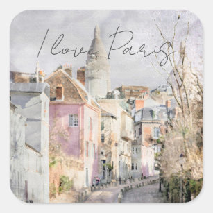 Adesivo Quadrado I Love Paris Village Street cena