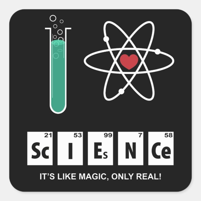 Adesivo Quadrado I Love Science - Sticker (Frente)