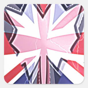 Adesivo Quadrado "I Love UK" Art Impressão