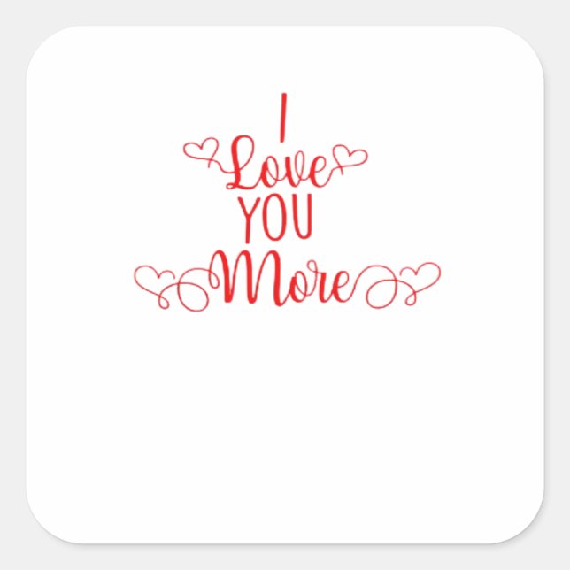 Adesivo Quadrado I Love You More Minimal Romantic Style  (Frente)