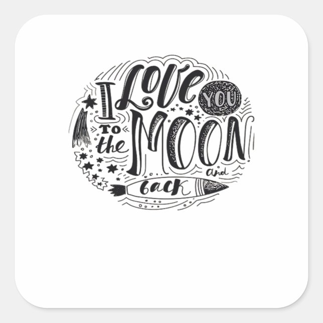 Adesivo Quadrado I Love You To The Moon And Back Classic Minimal De (Frente)