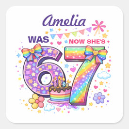 Adesivo Quadrado I Was 6 Now I'm 7 Girls 7th Birthday 