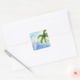 Adesivo Quadrado Iate no mar Palma