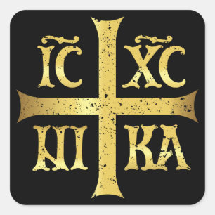 ADESIVO QUADRADO IC XC NIKA JESUS CRISTO CONQUISTA