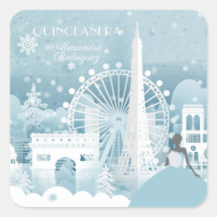 Adesivo Quadrado Ice Blue Winter em Paris