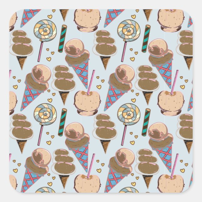Adesivo Quadrado Ice cream pattern | Lollies pattern | lollipop 25 (Frente)