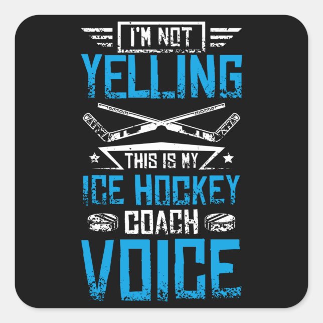 Adesivo Quadrado Ice Hockey Yelling Coach (Frente)