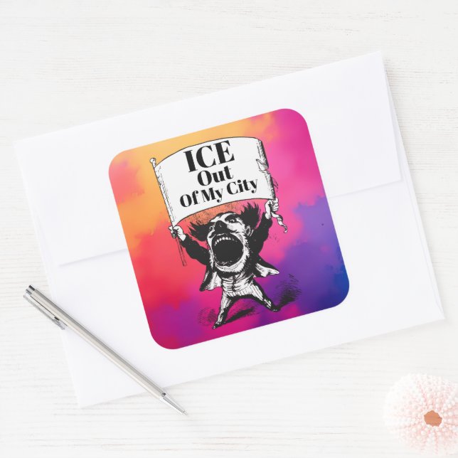 Adesivo Quadrado ICE Out of My City Sticker (Envelope)