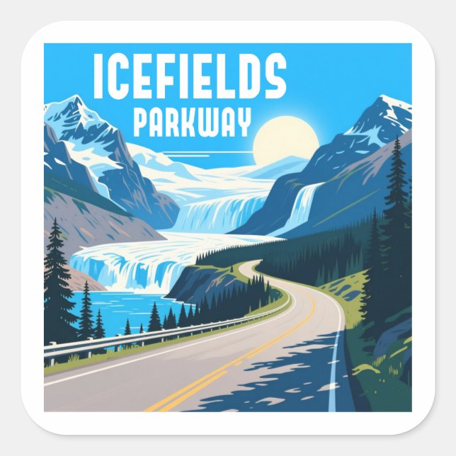 Adesivo Quadrado Icefields Parkway Alberta Canada Landscape (Frente)