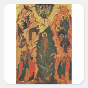 Adesivo Quadrado Ícone Batismo do Cristo de Jesus Bizantino