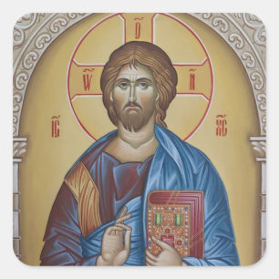 Adesivo Quadrado Ícone Cristão Ortodoxo de Jesus Cristo