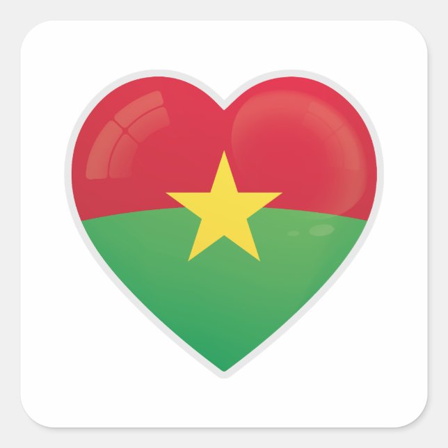 Adesivo Quadrado Ícone de amor Burkina Faso (Frente)