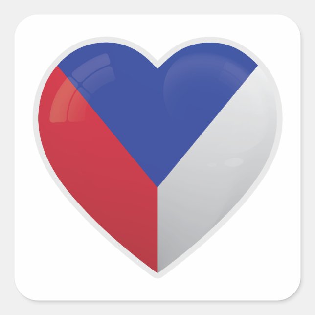 Adesivo Quadrado Ícone de Amor da República Checa (Frente)