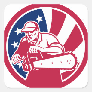Adesivo Quadrado Ícone de Bandeira Americano Lumberjack USA