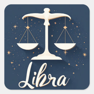 Adesivo Quadrado Ícone de Símbolo Libra Zodiac com Escalas Equilibr