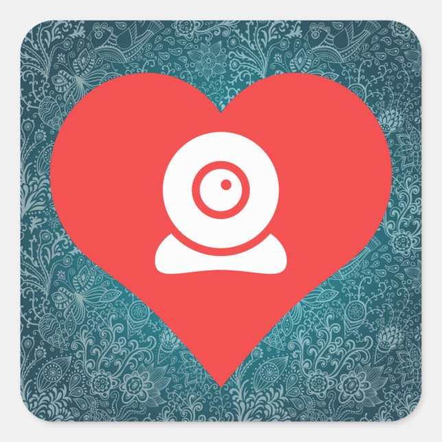 Adesivo Quadrado Ícone I Heart Installing Webcams (Frente)
