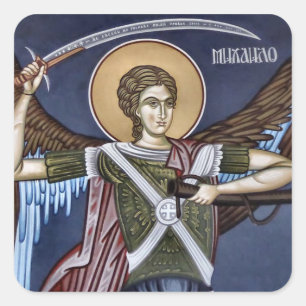 Adesivo Quadrado Ícone Ortodoxo Cristão do Arcanjo Miguel