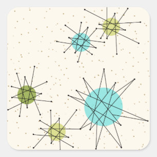 Adesivo Quadrado Iconic Atomic Starbursts Square Stickers