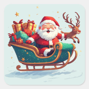 Adesivo Quadrado Idéia de Presente Cena de Natal de Inverno do Tren
